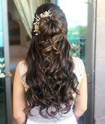 27 Effortlessly Stylish Half Tie Hairstyles We Spotted On Real Brides Bride Hairstyles Curly Hair Styles Gorgeous Hair