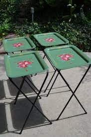 Vecelo folding tv trays set of 2 snack eating tables with cup holder,suitable for couch, kitchen,living room and bedroom,stable metal frame,easy assembly and storage, black amazon on sale for $48.26 original price $52.99 $ 48.26 $52.99 Vintage Mid Century Retro Cal Dak Set Of 4 Green Tv Trays W Black Metal Tv Trays Vintage Tv Trays Tv Trays