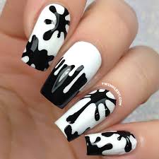Black And White Drip Nails Splatter Vinyls With Images Beautiful Nails Nail Vinyls My Nails