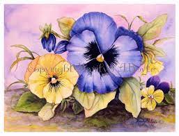 Original Mixed Media Painting Pansies Flowers Garden Johnny Jump Up Canadian Art 9 X 12 Inches Wall Art Brigh Canadian Art Mixed Media Painting Painting