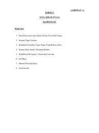 Cara mengisi borang keberhasilan untuk penilaian komponen. Contoh Nota Serah Tugas