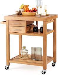 Free shipping on orders over $35 and free store pickup! Amazon Com Erommy Rolling Bamboo Wood Kitchen Island Cart Multi Purpose Kitchen Trolley Cart On Wheels Rolling Kitchen Cart With Drawers Open Storage Shelves Towel Rack Locking Casters Kitchen Islands Carts
