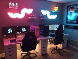 It enables you to spend the weekend in a more practical, comfortable way without getting worried about the weather outside. Couple Gaming Setup Best His And Hers Game Room Design 2 Persons Desk Chair Ideas Roomforgaming Com