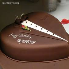 Birthday Cake With Name Edit For Man Write Husband Name Chocolate Heart Look Birthday Cake Cake For Husband Birthday Cakes For Men Chocolate Heart Cakes