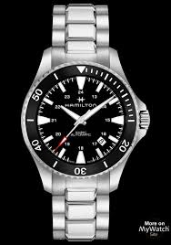 Numeral markers with lume pip. Watch Hamilton Khaki Navy Scuba Khaki H82335131 Stainless Steel Strap Stainless Steel