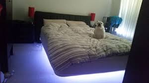 Diy Floating Bed Comes Integrated With Led Nightlights And Bluetooth Speakers As Well As Various Charging Por Floating Bed Floating Bed Frame Bed Frame Design After the entire ceiling was covered, brad drilled new holes for the lights with his hole saw.