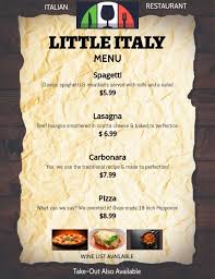 The classic theme of this template is indeed perfect for any dinner event, and it's a sure way of drawing attention to these menu cards. Italian Restaurant Menu Back Page Template Postermywall