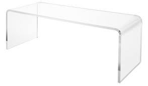 Acrylic stone coffee table restaurant furniture hotel dining table. Unum Clear Acrylic Coffee Table 3 4 Thick Entryway Or Bedroom Bench Cocktail Table Classic Waterfall Design With Rounded Edges In Thick Lucite 44 L X16 D X16 H Buy