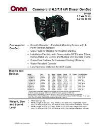 Generator parts specialists has assembled this kit for the onan qg5500 and qg7000, models hgjaa, hgjab, and hgjac all genuine onan parts tune up kit for onan 4000 rv generator set. Commercial 6 0 7 5 Kw Diesel Genset Manualzz