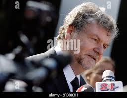 James Sharkey, ambassador of the Republic of Ireland, speaks to journalists  after the funeral service for Swiss student Manuela Riedo in Wohlen,  Switzerland,