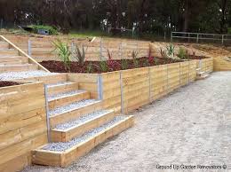 See more ideas about retaining wall steps, backyard landscaping, retaining wall. 16 Best Timber Stairs And Retaining Walls Ideas Sloped Backyard Backyard Landscaping Backyard