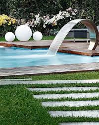 Conteporary Fountain And Pool Slide Breathtaking Pool Waterfalls To Fashion A Drop Dead Gorgeous Backyard P Pool Water Features Backyard Pool Pool Waterfall