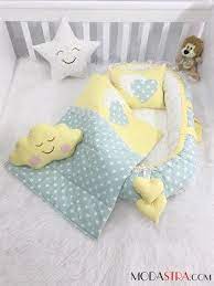 modastra babynest yesil yildiz lux tasarim baby nest seti bebek bebek kundagi bebek tasarimi