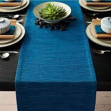 Grasscloth 120 Corsair Blue Table Runner Reviews Crate And Barrel Blue Table Runner Blue Table Navy Table Runner