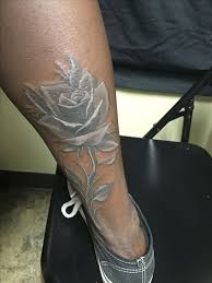 Black And White With Color Tattoo 42 Black And White Tattoos Anyone Can Fall In Love With White Tattoo Dark Skin Skin Color Tattoos White Ink Tattoo