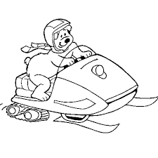 sur le dessin l ourson conduit un ski doo est une motoneige colorie la carrosserie en plusieurs tons d orang coloriage ligne colorier batman se cache des coloriages de