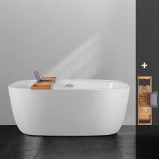 Jacuzzi® stands behind its products and ensures quality coverage. Ferdy 59 Freestanding Bathtub One Side Wide Ledge Oval Shape Freestanding Soaking Bathtub Wtih Bamboo Caddy Tray Glossy White Cupc Certified Drain Overflow Assembly Included Buy Online In Mongolia At Mongolia Desertcart Com