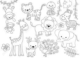 Parents may receive compensation when you click through and purchase from links contained on this website. Outline Wild Safari Animals Vector Illustration For Coloring Jungle Animals Line Art Including Monkey Tiger Zebra Giraffe Lion Elephant Snake Deer And Peacock Royalty Free Cliparts Vectors And Stock Illustration Image 148690539