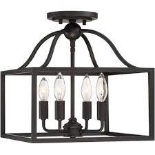 The classic design and beveled glass of the brayden collection gives your home a rich elegance without making it look over embellished. Franklin Iron Works Rustic Ceiling Light Semi Flush Mount Fixture Black 13 Wide 4 Light Open Square Cage Bedroom Kitchen Hallway Target
