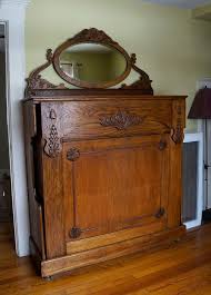 Late 1800 S Vintage Antique Oak Wood Murphy Bed W Mirror Great Condition Antiques Victorian Furniture Oak Furniture