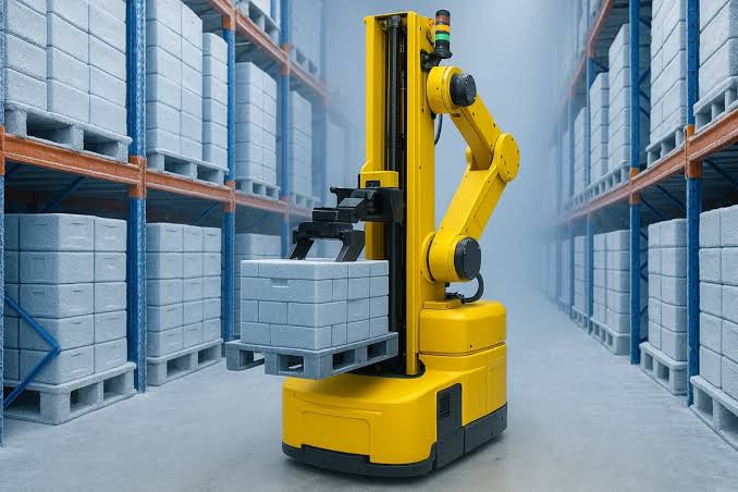 Automated handling in cold storage logistics, AI generated