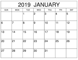 Blank Calendar January 2019 For Vertical Template Online Calendar Calendar Template Calendar Printables