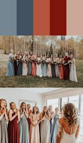 Top 9 Fall Wedding Color Schemes For 2019 Mismatched Bridesmaids Dress Color Palette In 2020 Bridesmaid Dresses Color Palette Fall Bridesmaid Dresses Bridesmaid Colors