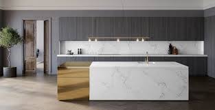 The materials used on the kitchen are gray and white base cabinets and black and white solid surface countertops. Caesarstone Worktops Browse Collection Online Cambridge Worktops