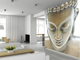 Interior décor that includes cultural or religious symbols is a delicate subject and it's not easy to form an opinion for example, buddha art is diverse and includes lots of different types of representations. Buddha Portrait Wallpaper Wallsauce Us Buddha Decor Buddha Living Room Buddha Home Decor