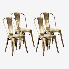 Industrial Style Metal Cafe Chair Brass Gold Set Of 4 Metal Cafe Chairs Industrial Style Metal Dining Chairs