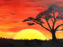 Watercolor painting techniques and tutorials. Drawing Sunset Watercolor Landscape Easy Novocom Top