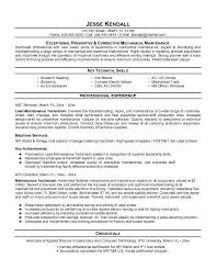 free maintenance technician resume example