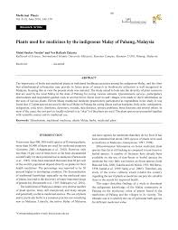 (year, month, date of post). Pdf Plants Used For Medicines By The Indigenous Malay Of Pahang Malaysia