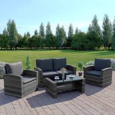 Great garden furniture can make your garden look beautiful and feel functional. Abreo Mixed Grey Rattan Weave Sofa Set Garden Furniture Conservatory Light Dark Cushions Dark Mixed Grey With Dark Cushions 2 Seater Sofa Includes Outdoor Waterproof Protective Cover Amazon Co Uk Garden Outdoors