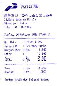 Nota Spbu Excel Kami