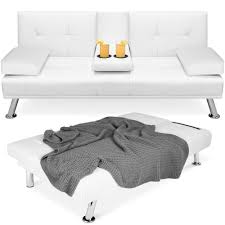The novogratz brittany linen futon is a large futon that can double as a couch and still maintains its look regardless of what shape it is. Best Choice Products Modern Faux Leather Convertible Futon Sofa W Removable Armrests Metal Legs 2 Cupholders White Walmart Com Walmart Com