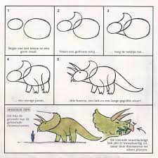 Een paddenstoel of boomblad in drie ik vind het heel leuk om dino's te tekenen. Stappenplan Dinosaur Art Projects Draw Dinosaur 2021 Print