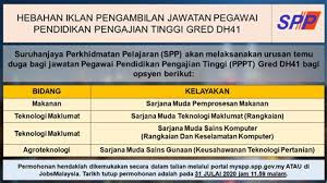Tawaran adalah dipelawa daripada warganegara malaysia yang berkelayakan untuk memohon bagi mengisi jawatan kosong di perkhidmatan awam sebagaimana berikut: Kementerian Pengajian Tinggi Jawatan Kosong Pin On Jawatan Kosong Pegawai Pendidikan Pengajian Tinggi Gred Dh29 Dh41 Dh47 Irulfish