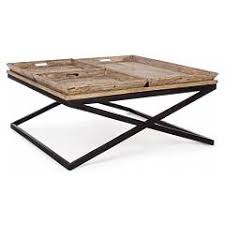 Large decorative serving tray for coffee table. Bizzotto Tray 0746378 Coffee Table L 90 X 90 With Metal Structure And Wooden Top Vieffetrade