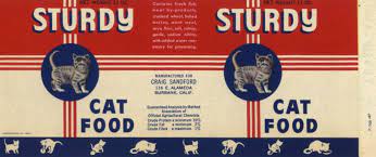 Vintage Can Label Cat Food Sturdy 1940s Cat Food Cats Canning