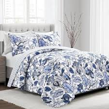 100% microfiber for a luxurious, soft and plush features an elegantly white swirly floral victorian patchwork patterned motif spread with a. King 3pc Cynthia Jacobean Quilt Sham Set Blue Lush Decor Target