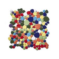 Classic random sized natural stone pebble mosaic. Pebble Multicolour 31cm X 32cm Wall Floor Tile