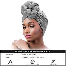 SATINIOR 2 Pieces Stretch Head Wrap Scarf Soft Stretchy Turban Long Hair  Scarf Wrap Head Band Tie for Women