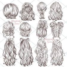 Hairstyles Clipart Hair Set Digital Download Custom Hairstyles Hair Clip Art Character Hair Fashion 2020 Anime Sac Cizim Sac Kivircik Sac