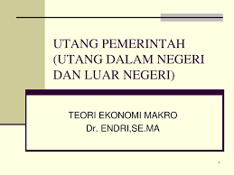 Membiayai defisit dlmimbangan pembayaran 2. Utang Pemerintah Utang Dalam Negeri Dan Luar Negeri Ppt Download