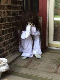 Crying Scary Child Sitting On Your Front Porch Will Frighten Trick Or Treaters Creepy Halloween Decorations Scary Halloween Decorations Outdoor Halloween
