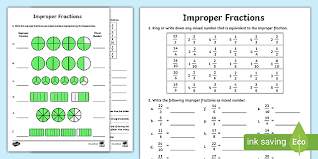 What do the fractions in example 1 have in common? Improper Fractions Worksheets Teacher Made