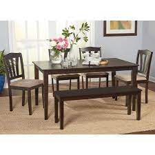 Dining room sets typically include a dining table and a matching set of chairs. Metropolitan 6 Piece Dining Set With Bench Espresso Walmart Com Walmart Com