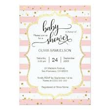 Black White And Gold Baby Shower Invitations Cute Pink White Stripes Gold Black Baby Shower Invitation Zazzle Com Gold Baby Shower Invitations Boy Baby Shower Card Baby Girl Shower Pink