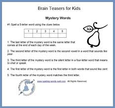 Tease, stimulate and exercise fifth grade brains with these logic puzzles and riddle worksheets. Spelling Brain Teasers For Kids